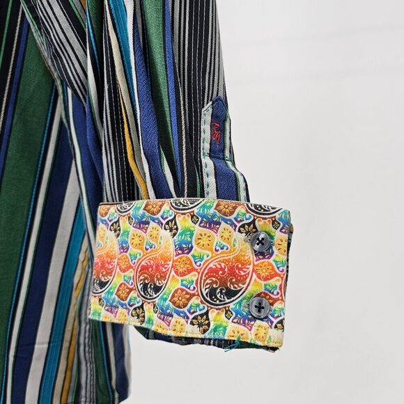 Robert Graham 4XL Classic Fit Green Stripe Contrasting Cuff Button Front… - Picture 4 of 8